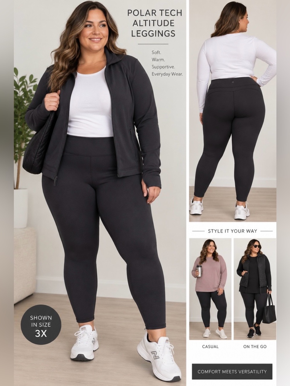 NEW Athleta Altitude Tight in Polartec Power Stretch Black Sz 3X